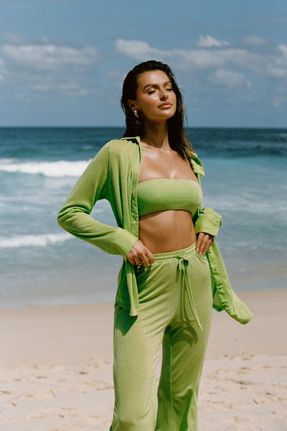ROF Lucille Pırıltılı Cover Up Top - Limon Işıltısı