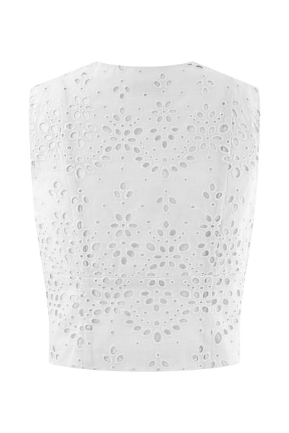 ROF Arla Kolsuz Broderie Üst - Beyaz
