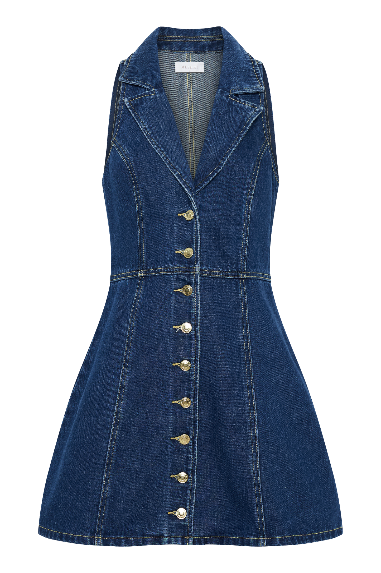 ROF Eugenie Yakalı Denim Mini Elbise - Lacivert