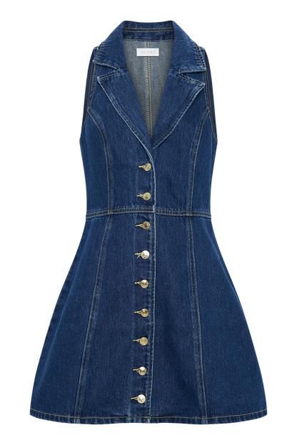 ROF Eugenie Yakalı Denim Mini Elbise - Lacivert