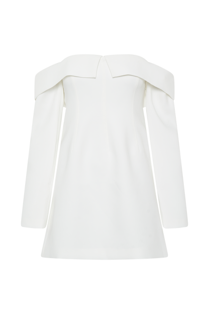 ROF Hugo Suiting Düşük Omuz Mini Elbise - Fildişi