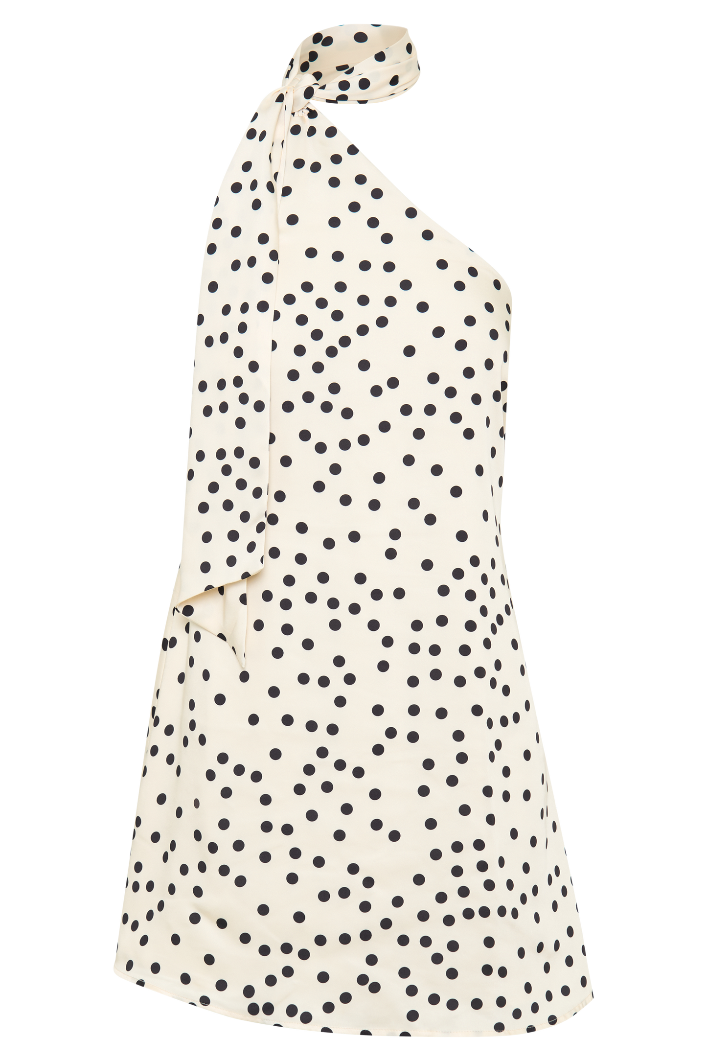 ROF Joan Satin Asimetrik Mini Elbise - Polkadot