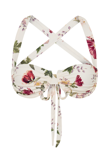 ROF Kai Geri Dönüşümlü Dantelli Balenli Bikini Üstü - Bella Rosa Print