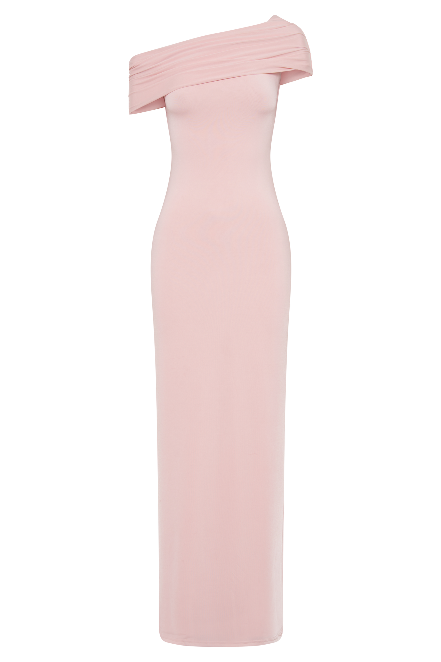 ROF Cassandra Düşük Omuzlu Dar Maxi Elbise - Soluk Pembe