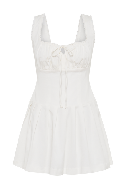 ROF Donna Cotton Dantelli Mini Elbise - Beyaz