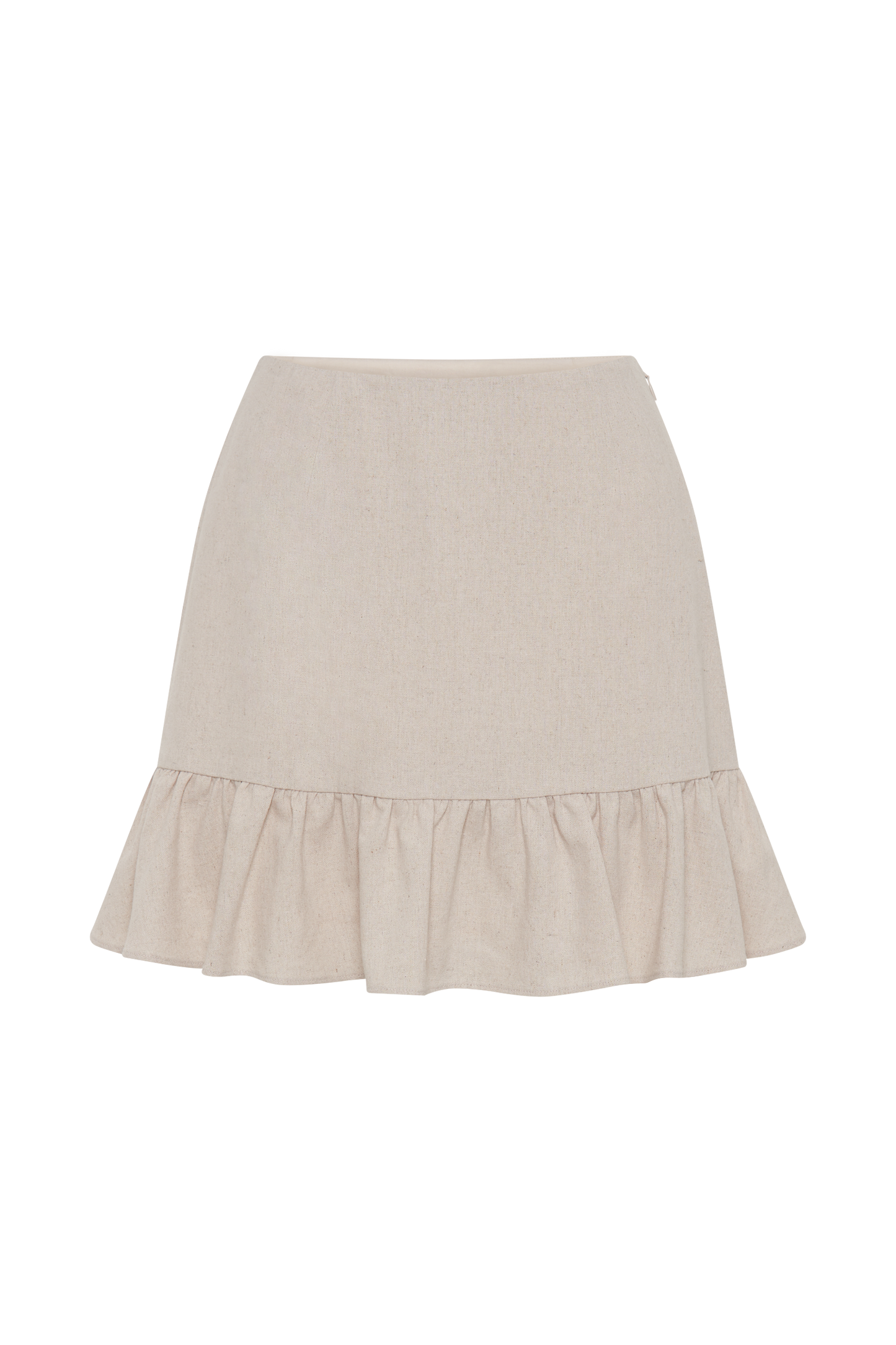 ROF Delfina Fırfırlı Keten Mini Etek - Naturel