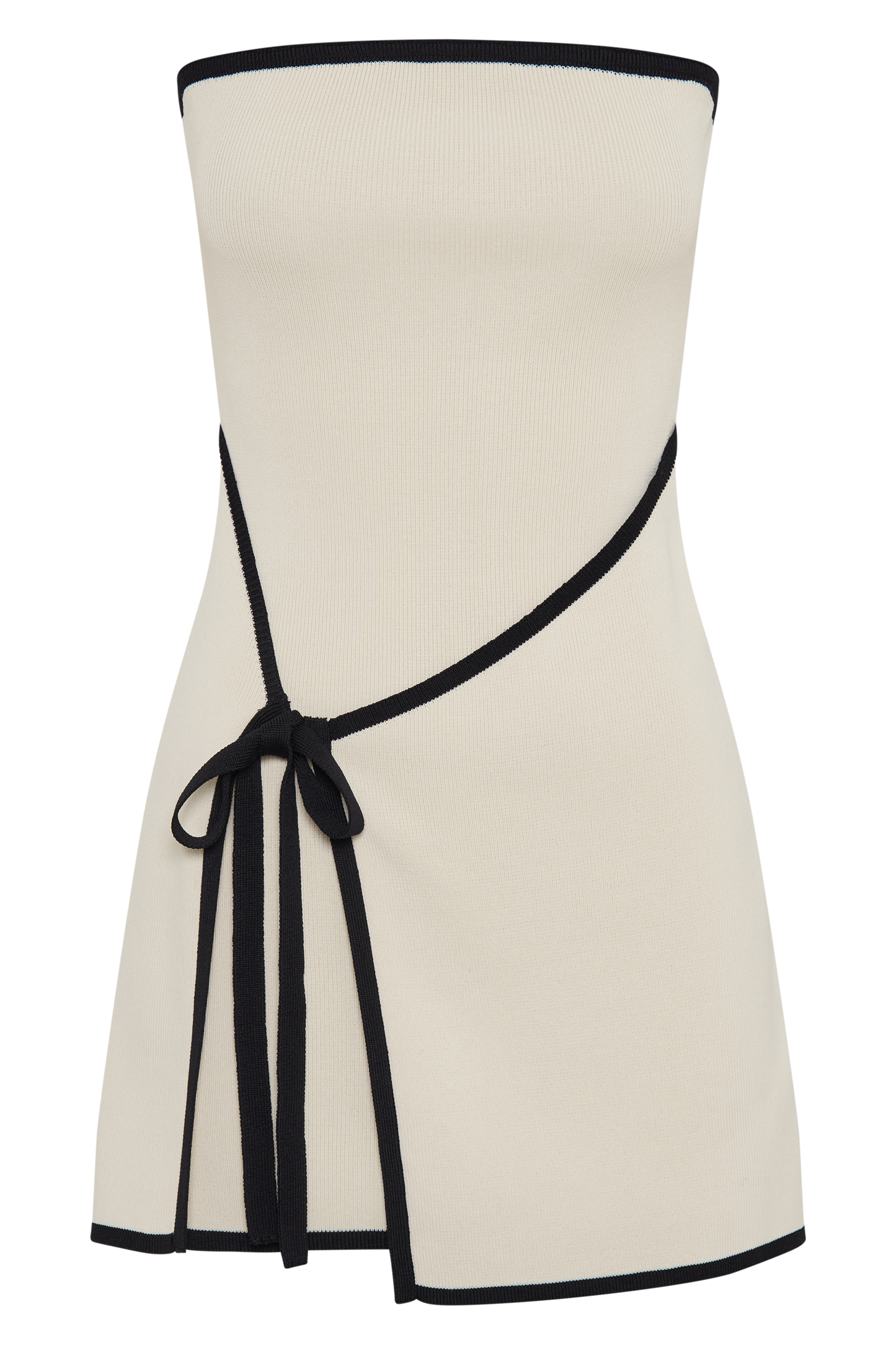 ROF Rian Straplez Triko Mini Elbise - Krem