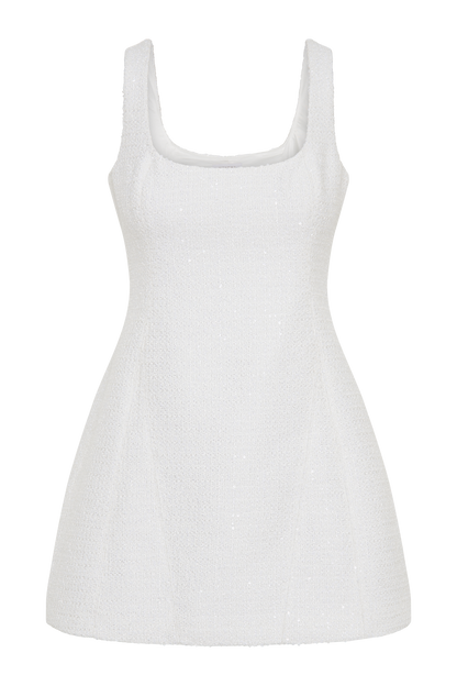 ROF Beth Tweed Mini Elbise - Beyaz