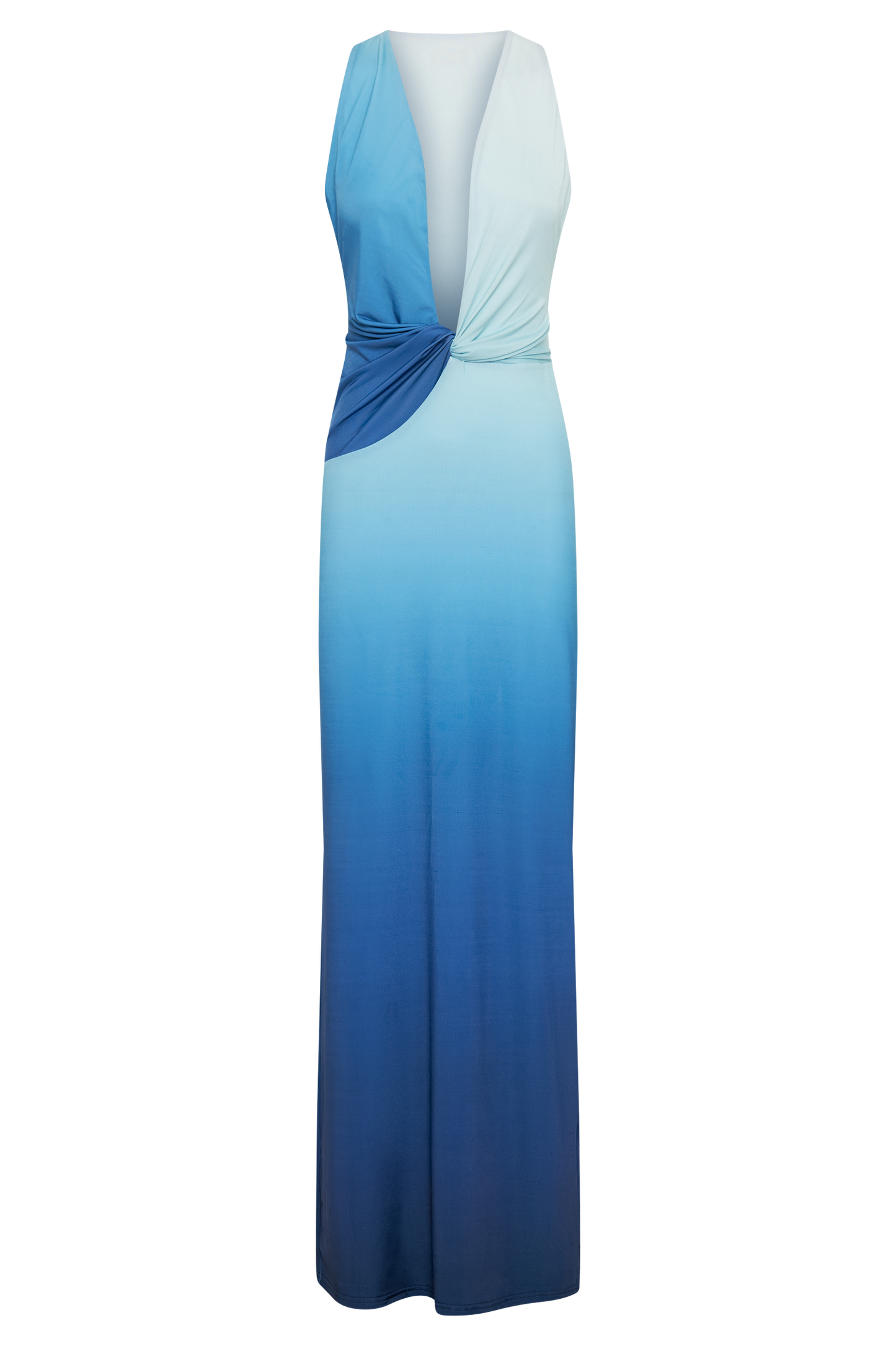 ROF Stella Drapeli Dar Maxi Elbise - Ombre Mavi
