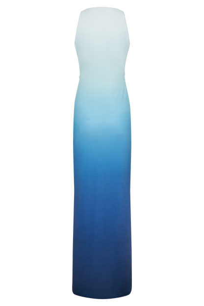 ROF Stella Drapeli Dar Maxi Elbise - Ombre Mavi