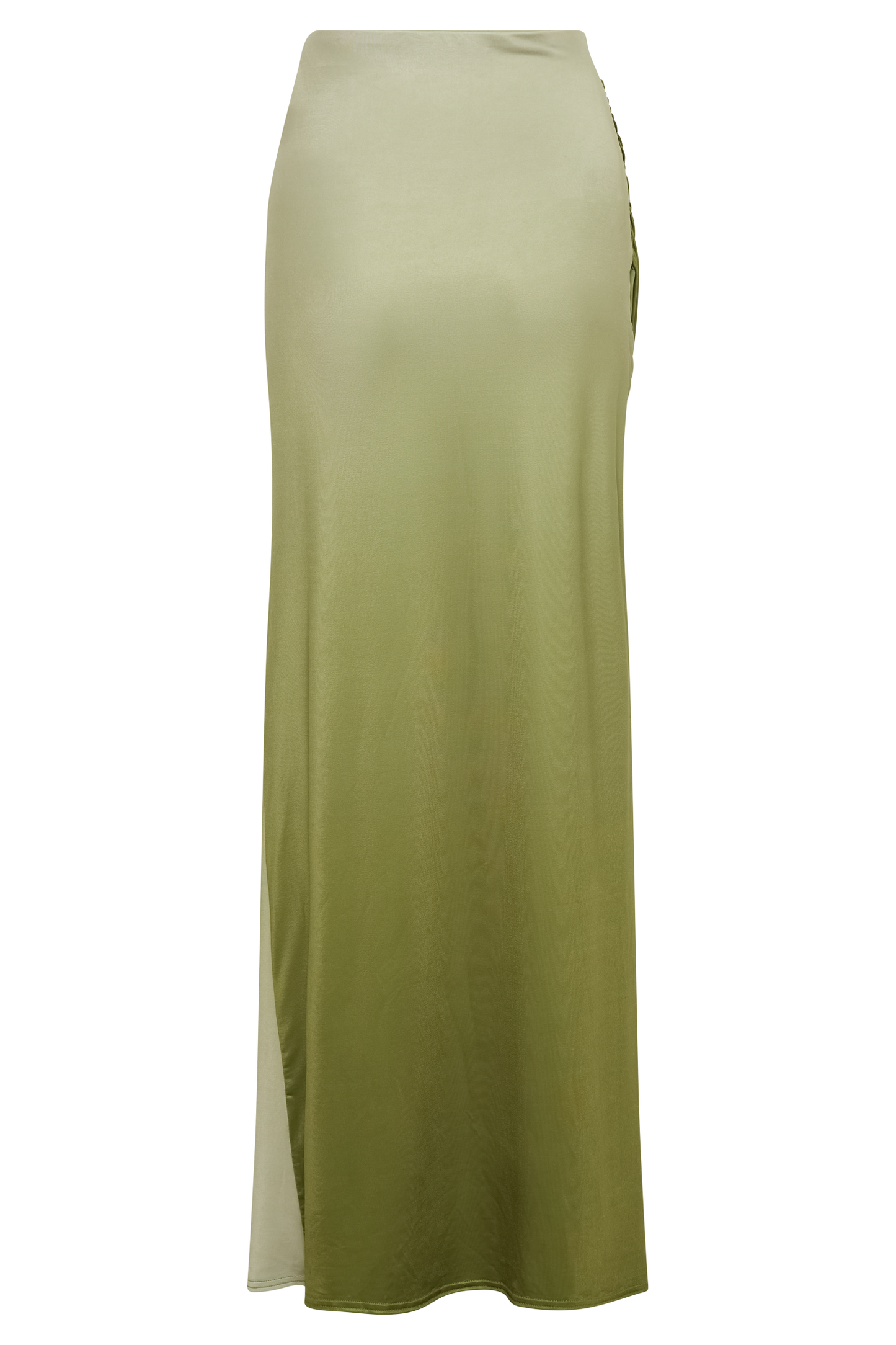 ROF Bronwyn Slinky Dantelli Yırtmaçlı Maxi Etek - Ombre Vintage Olive