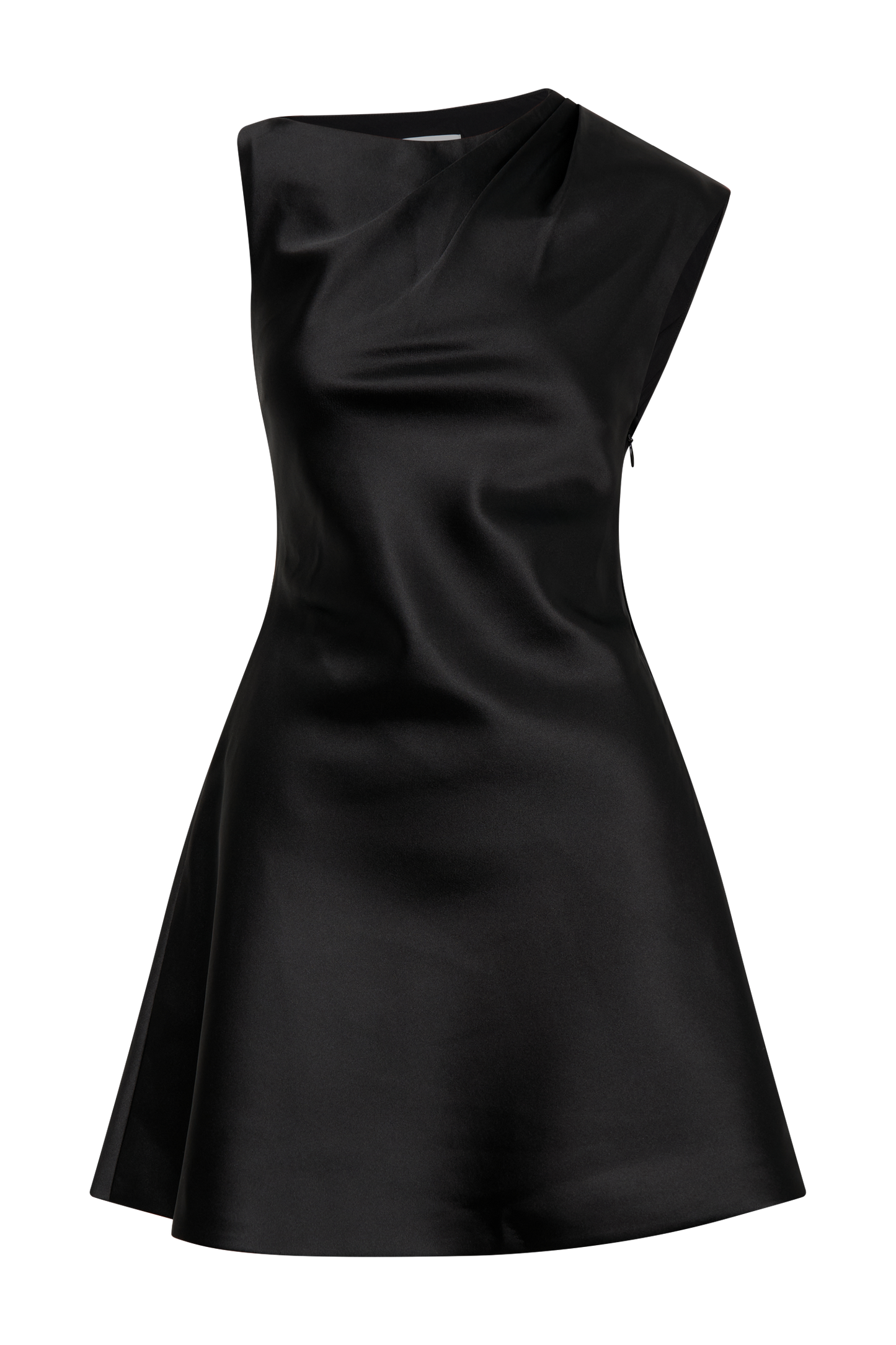 ROF Granger Saten Yapılı Mini Elbise - Siyah