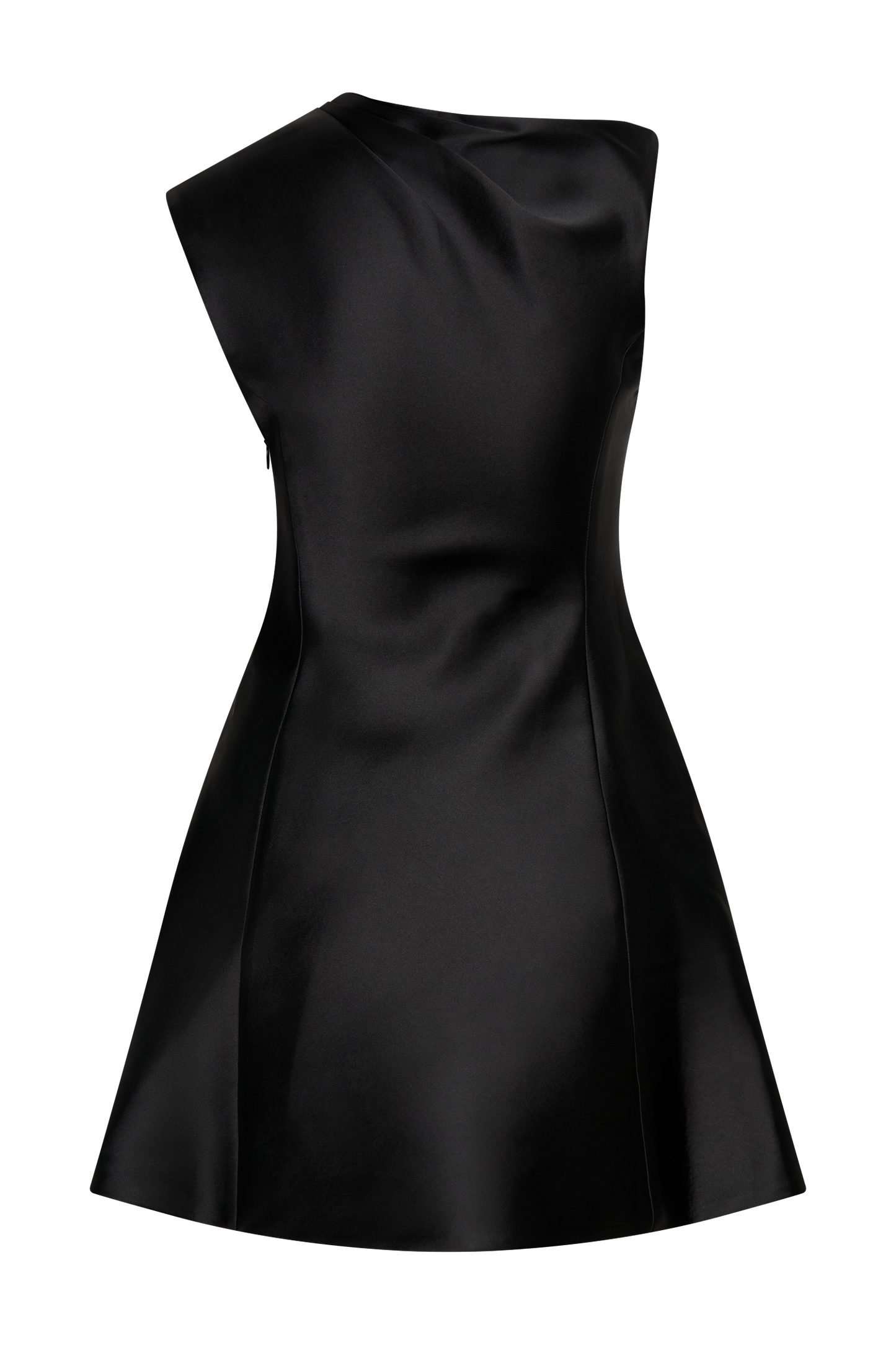 ROF Granger Saten Yapılı Mini Elbise - Siyah