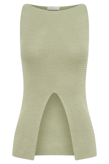 ROF Ridley Yırtmaçlı Örgü Atlet - Pastel Yeşil