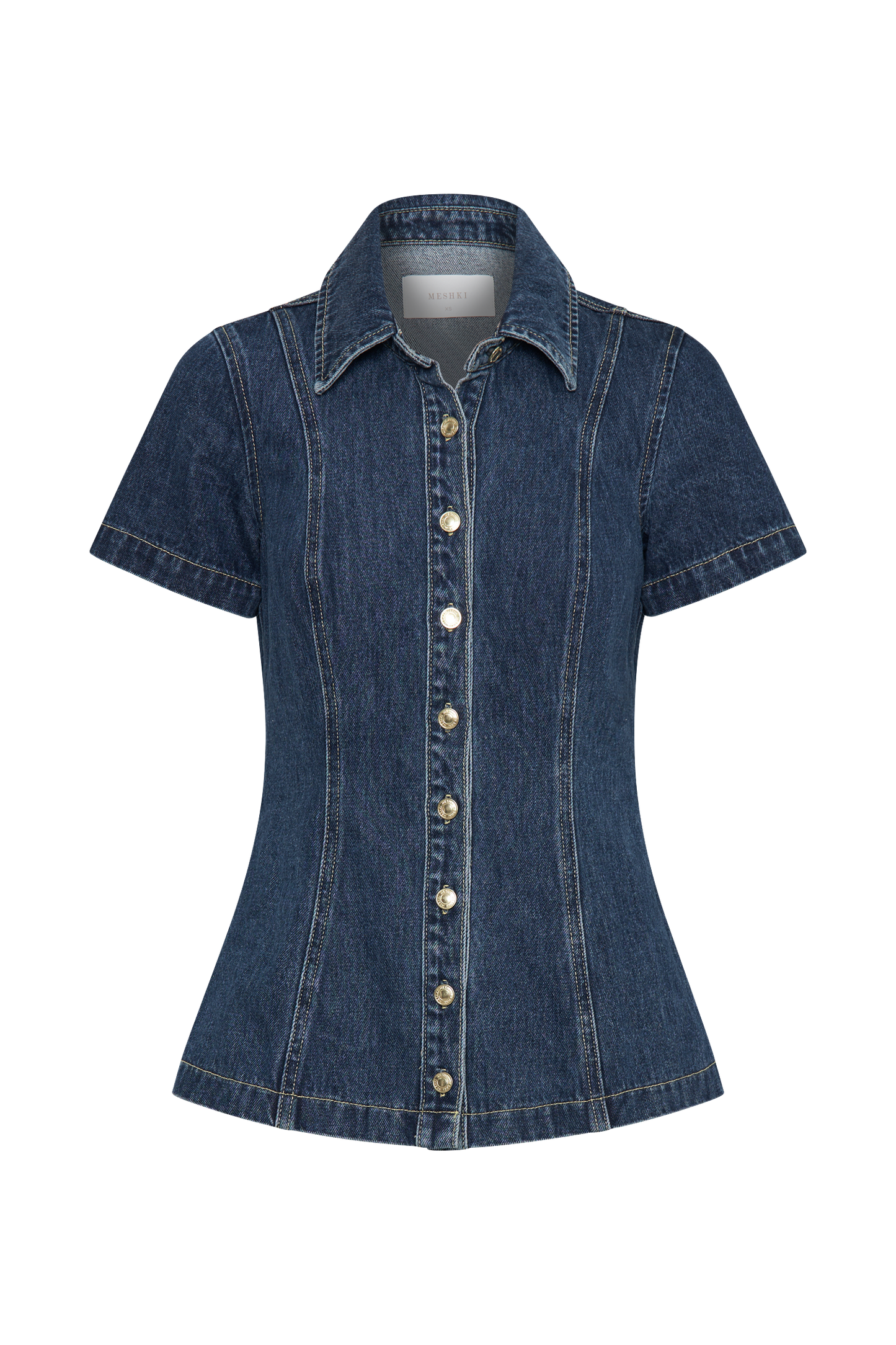 ROF Ellie Denim Kısa Kollu Üst - Koyu Mavi