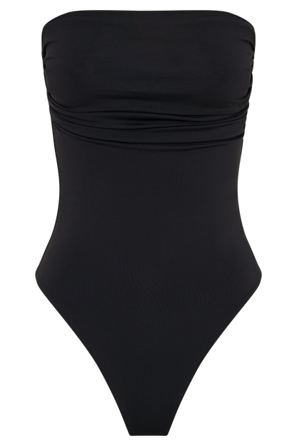 ROF Romina Geri Dönüşümlü Naylon Dantelli Bodysuit - Siyah