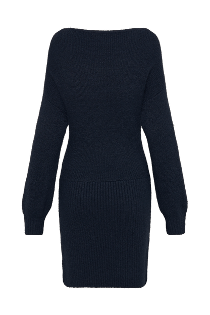 ROF Rafferty Kayık Yaka Örgü Mini Elbise - Lacivert