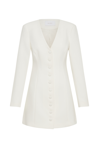 ROF Hurley Uzun Kollu Blazer Mini Elbise - Fildişi