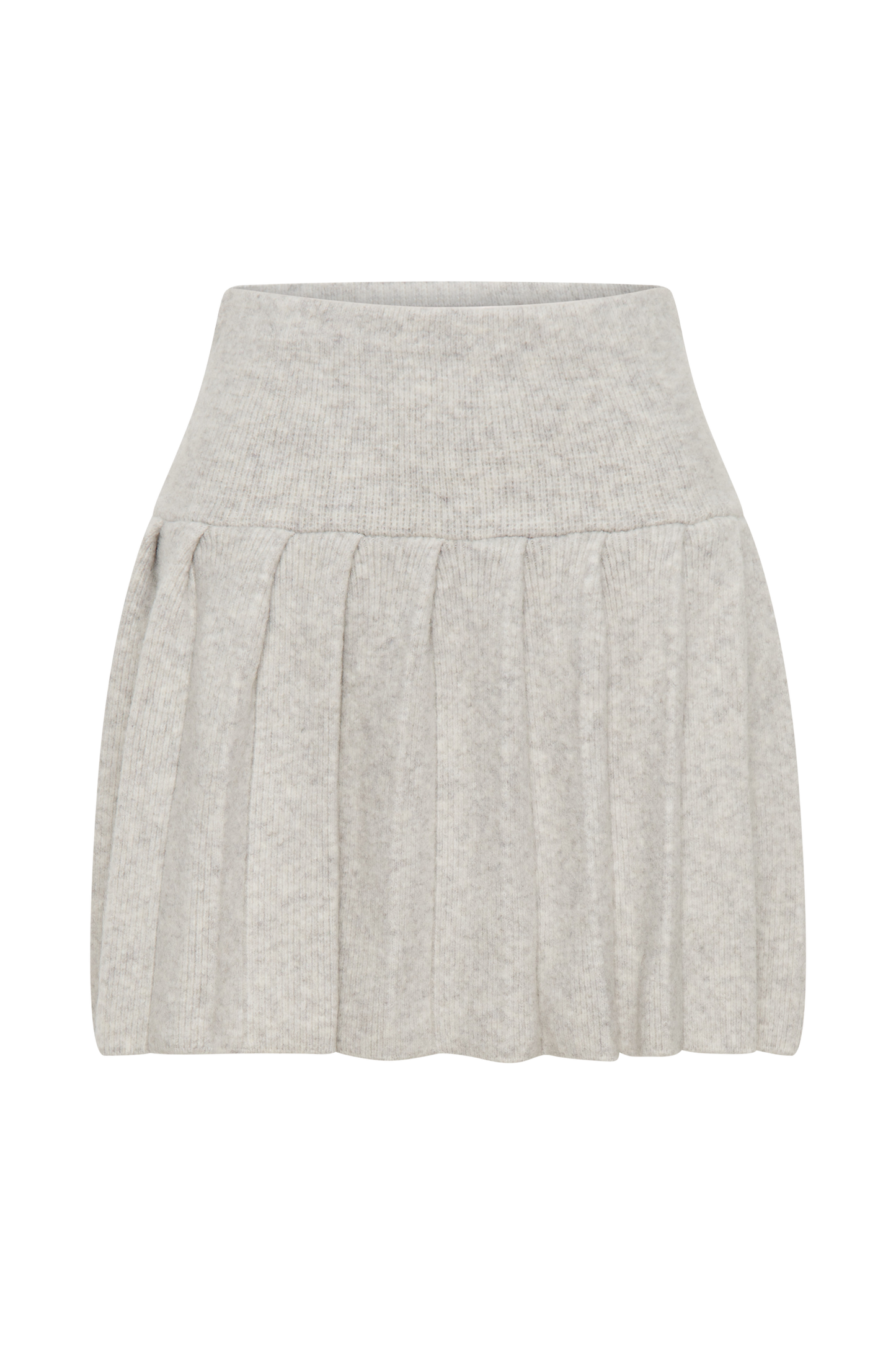 ROF Dionne Pileli Örgü Mini Etek - Heather Gri Marle