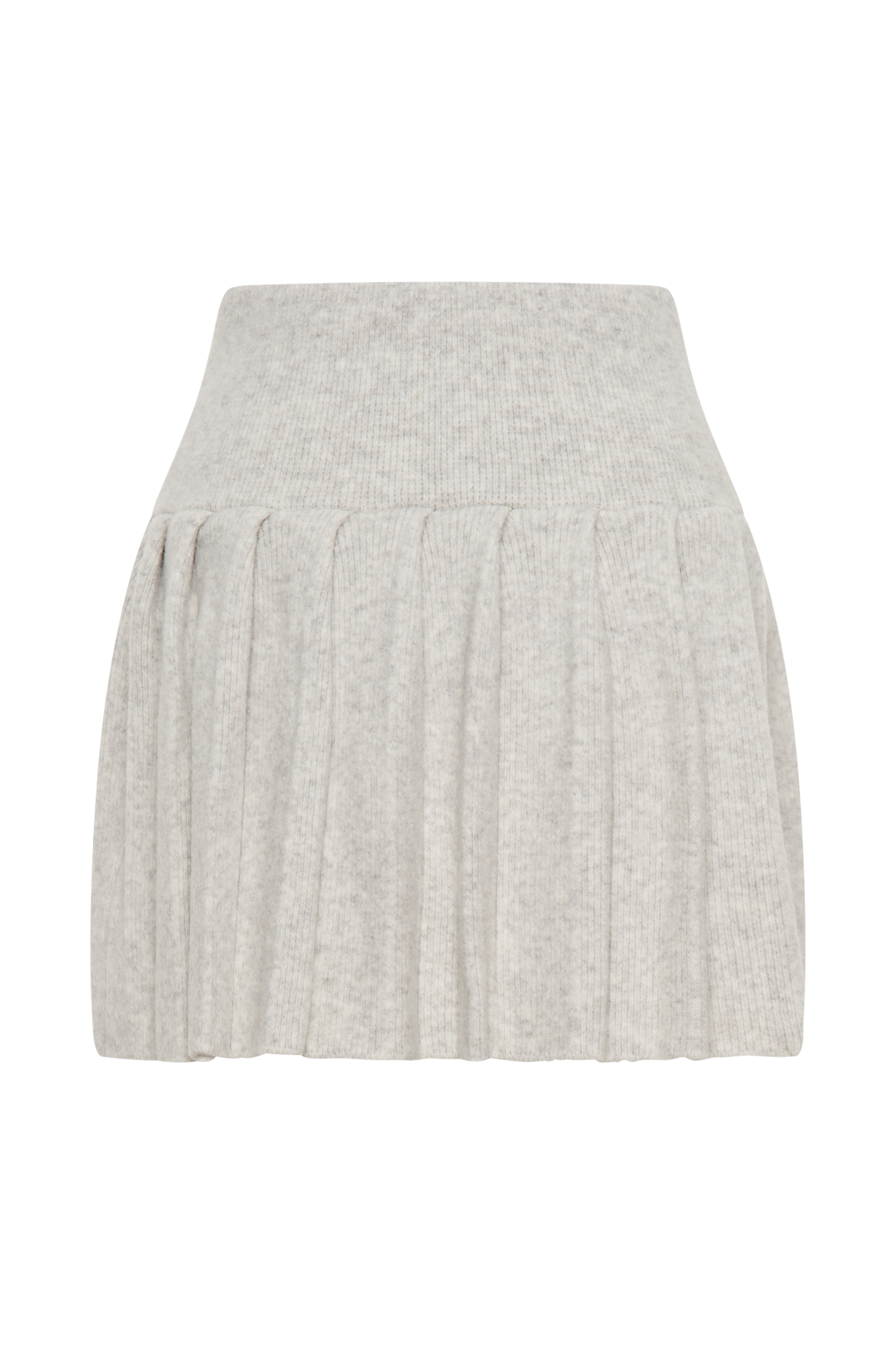ROF Dionne Pileli Örgü Mini Etek - Heather Gri Marle