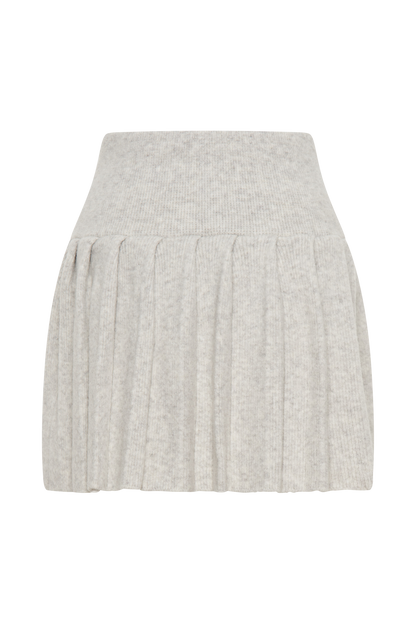 ROF Dionne Pileli Örgü Mini Etek - Heather Gri Marle