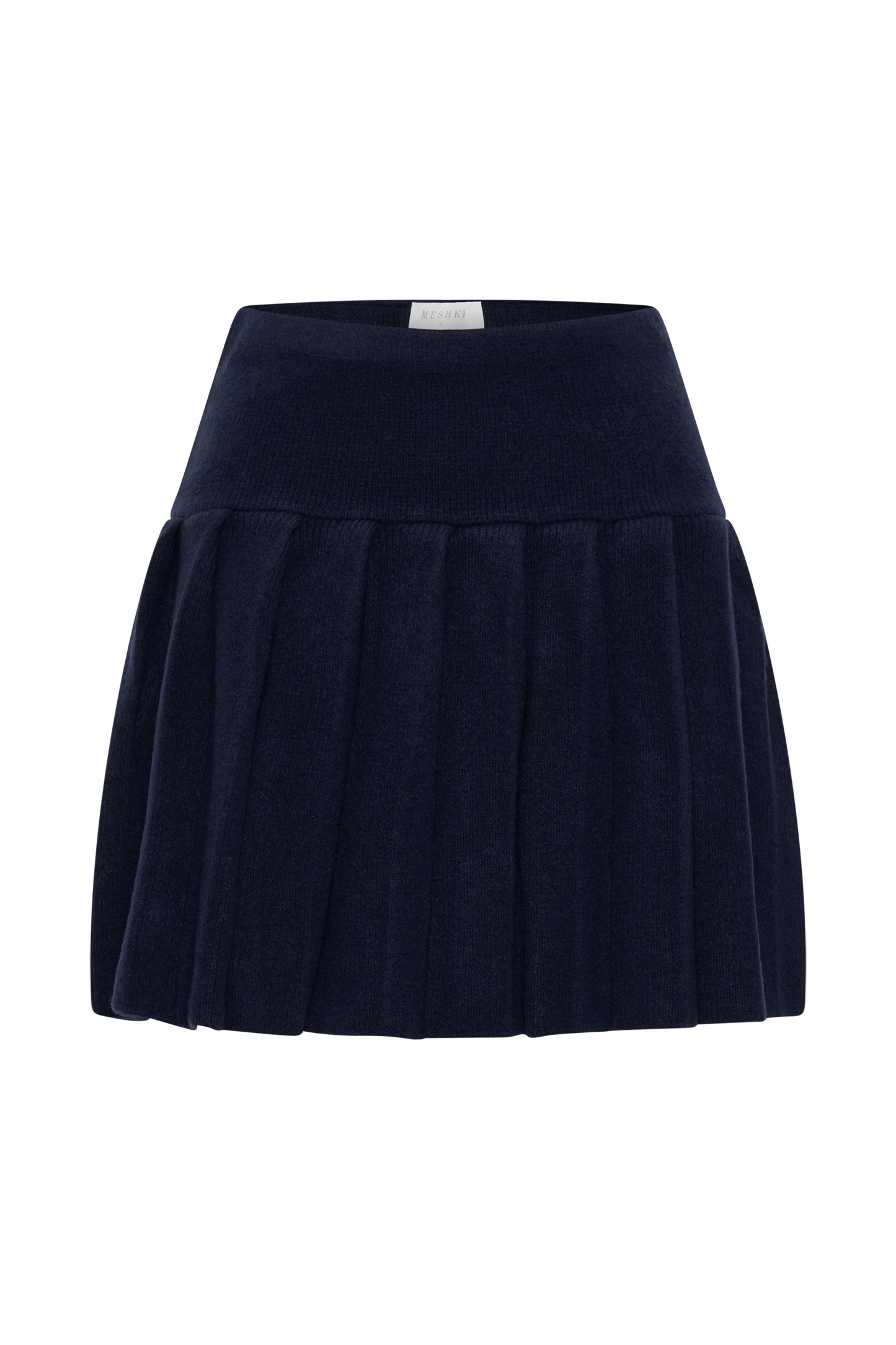 ROF Dionne Pileli Triko Mini Etek - Koyu Lacivert