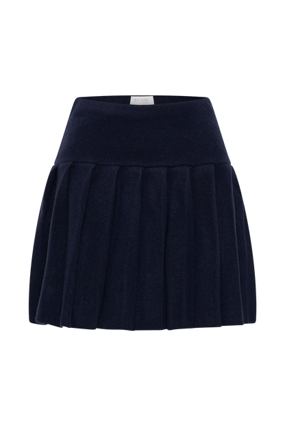 ROF Dionne Pileli Triko Mini Etek - Koyu Lacivert