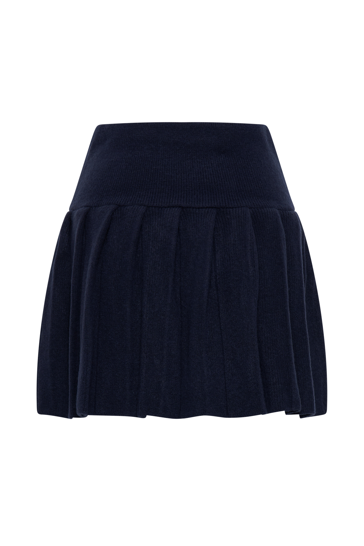 ROF Dionne Pileli Triko Mini Etek - Koyu Lacivert