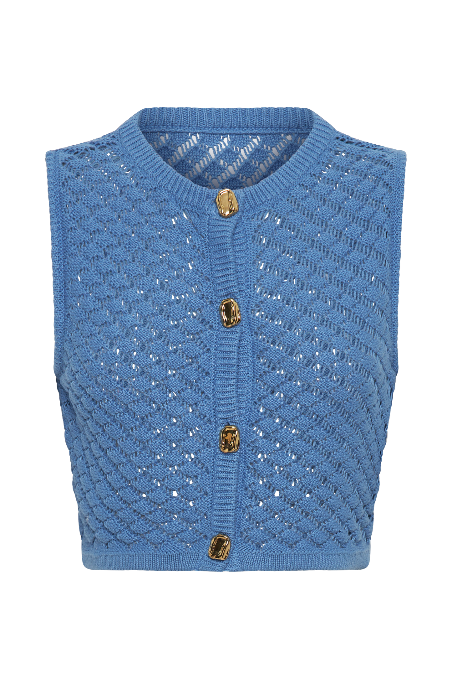 ROF Lorenza Tığ İşi Düğmeli Crop Top - Cezayir Menekşesi
