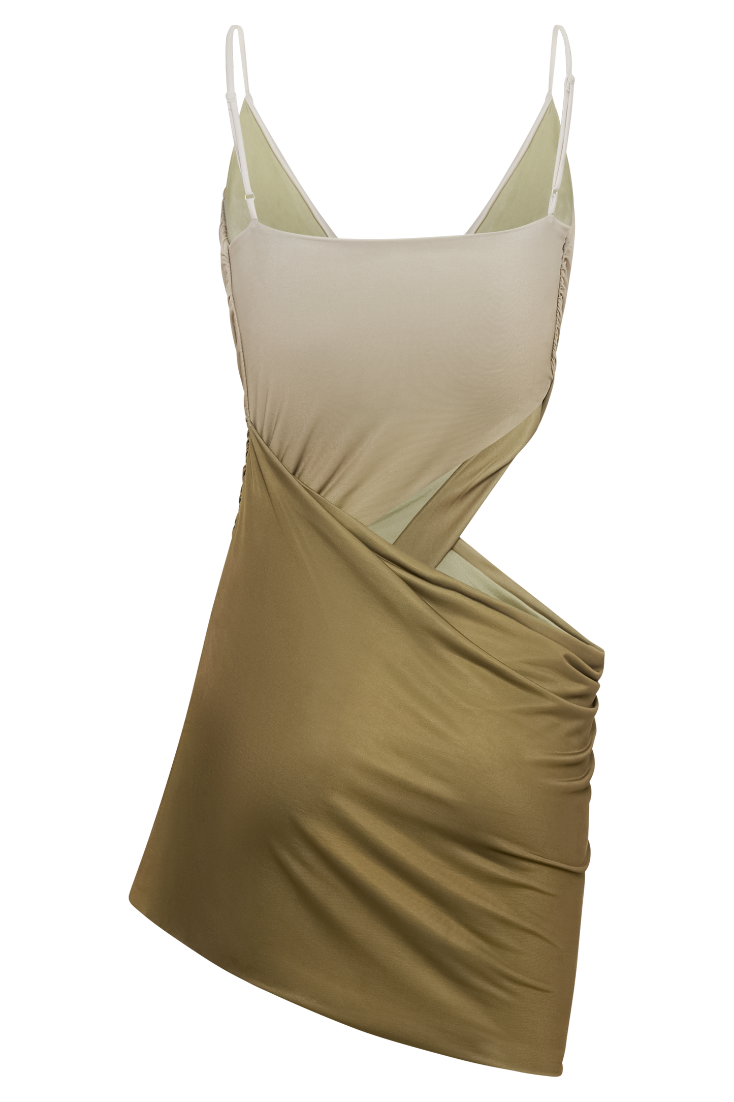 ROF Nellie Cowl Draped Dar Mini Elbise - Ombre Vintage Olive