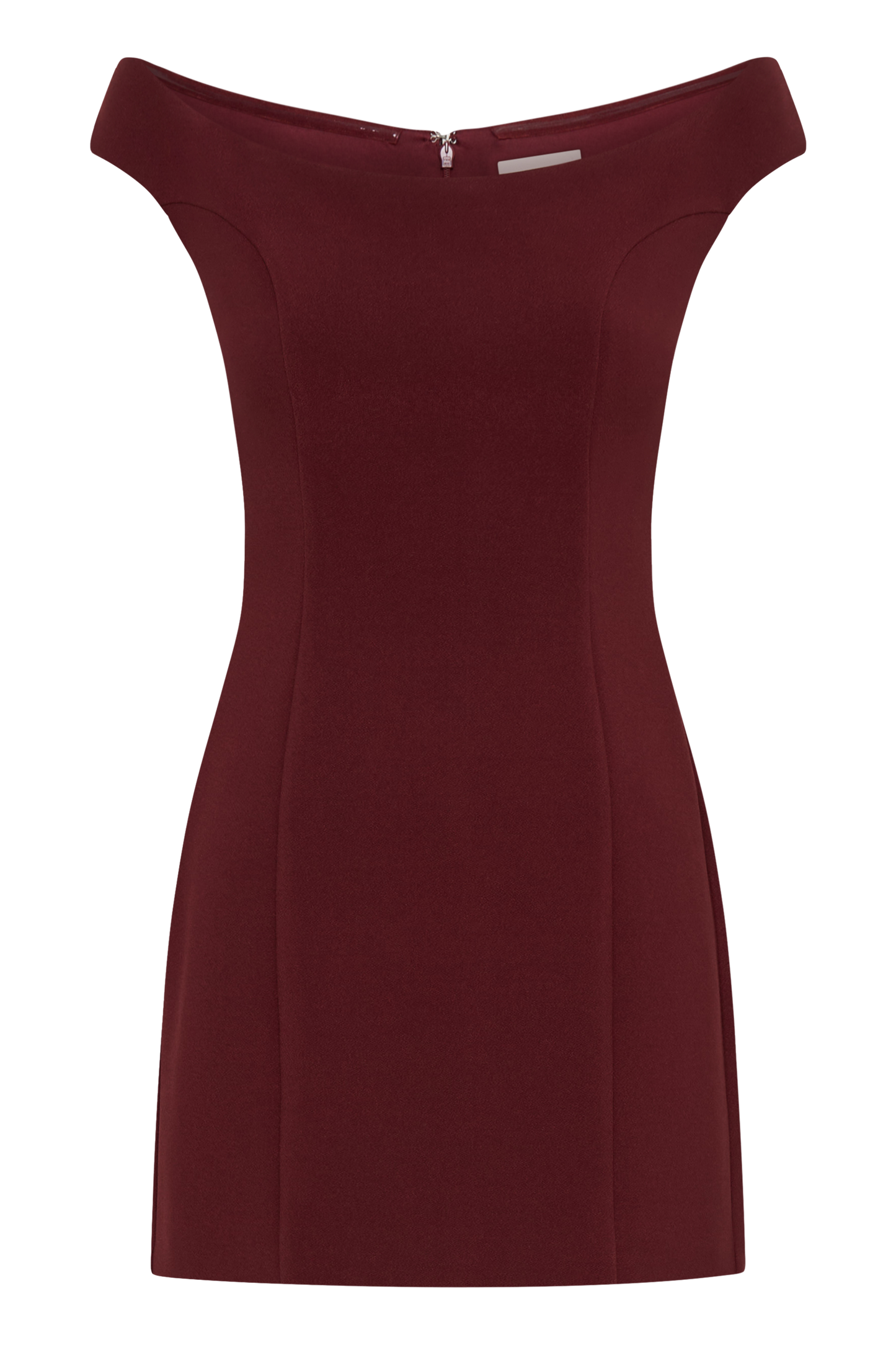 ROF Cassidy Krep Düşük Omuz Mini Elbise - Merlot