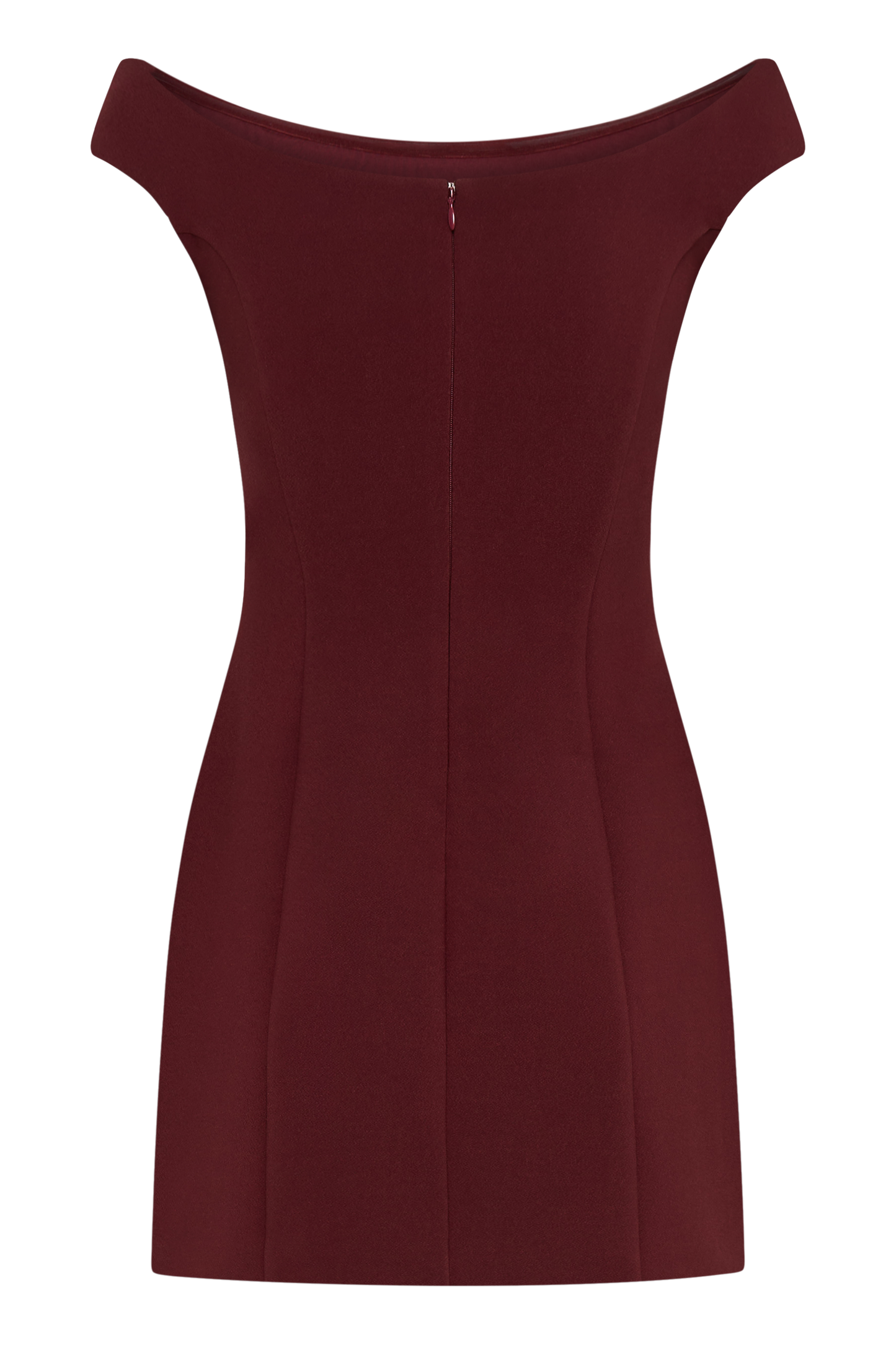 ROF Cassidy Krep Düşük Omuz Mini Elbise - Merlot