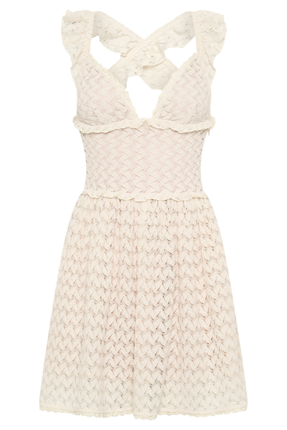 ROF Ezra Dantelli Mini Elbise - Fildişi
