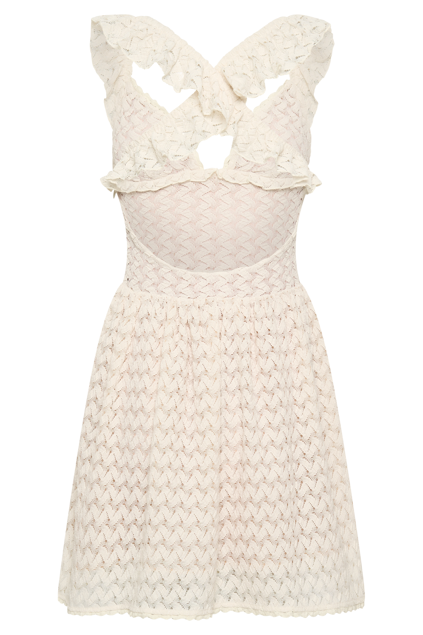 ROF Ezra Dantelli Mini Elbise - Fildişi