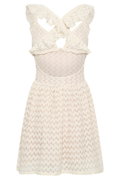 ROF Ezra Dantelli Mini Elbise - Fildişi