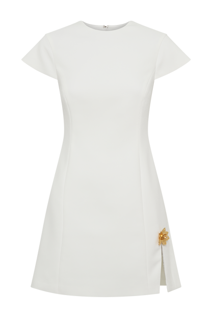 ROF Remi Suiting Çiçek Desenli Mini Elbise - Beyaz