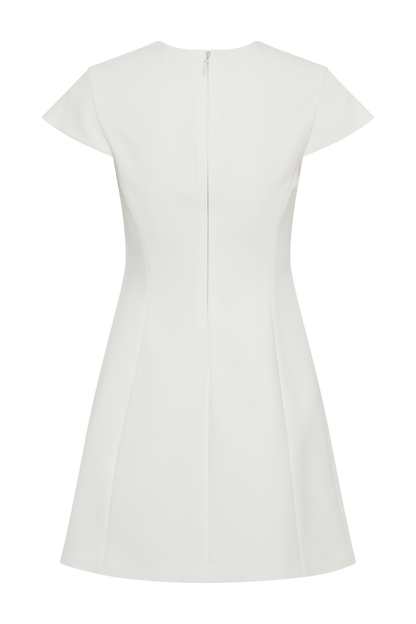 ROF Remi Suiting Çiçek Desenli Mini Elbise - Beyaz