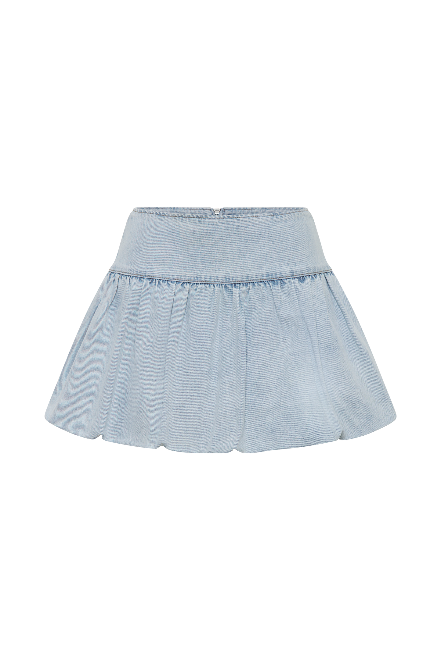 ROF Genia Baloncuklu Denim Mini Etek - Açık Mavi