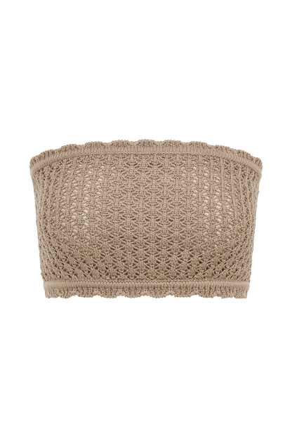ROF Serina Örgü Crop Top - Taupe