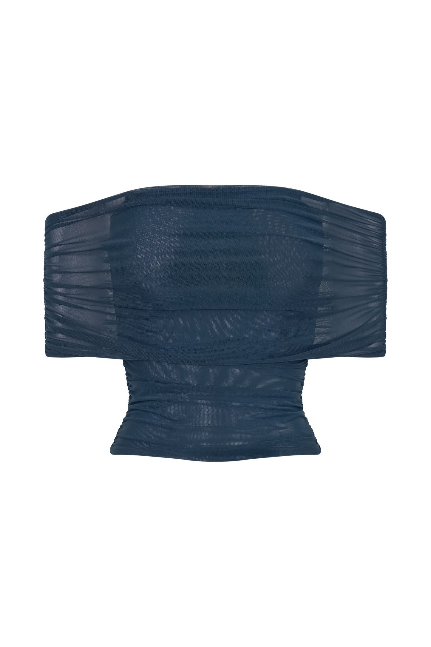ROF Arna Düşük Omuzlu File Crop Top - Gece Mavisi