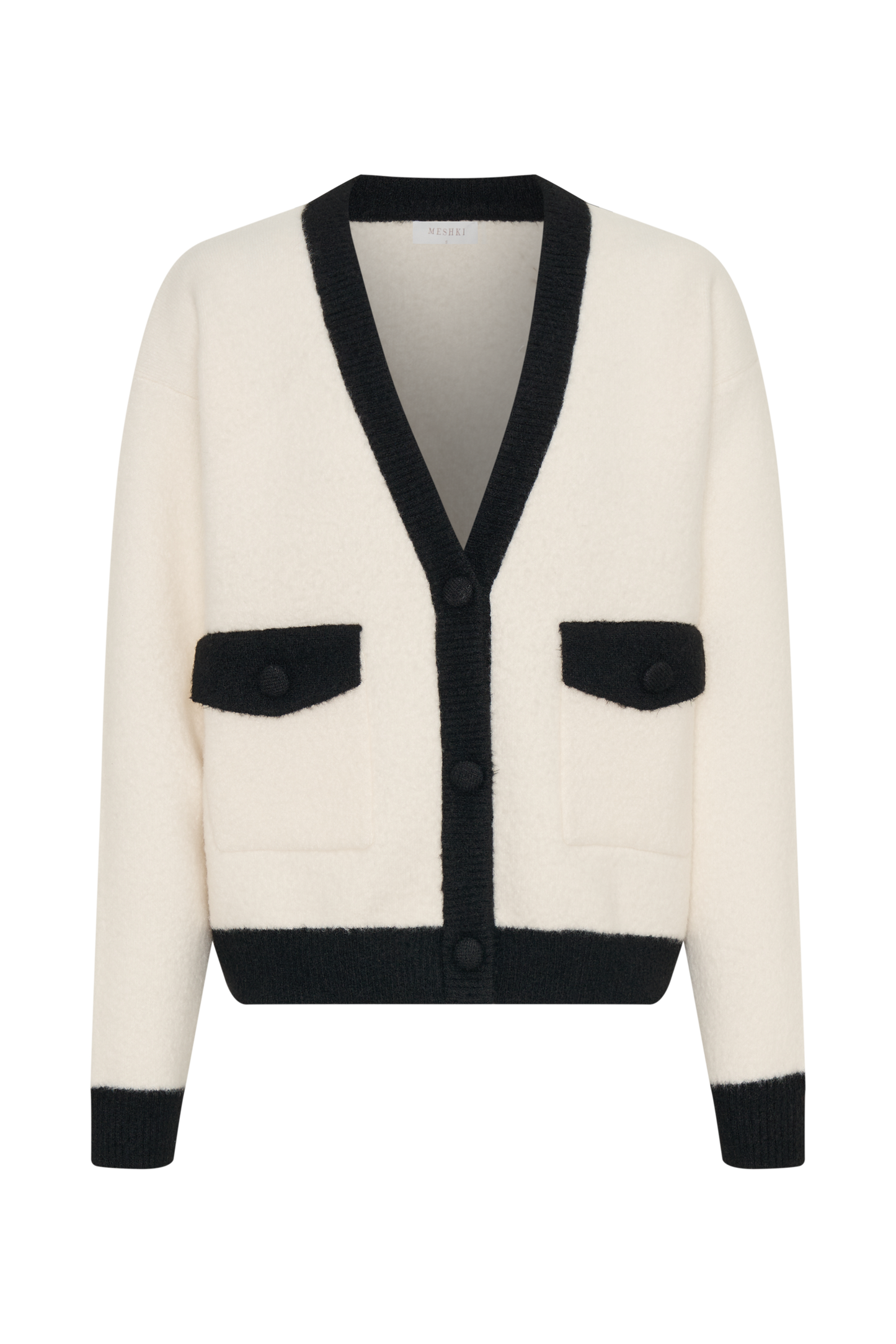 ROF Evangeline Oversize Triko Hırka - Siyah/Beyaz