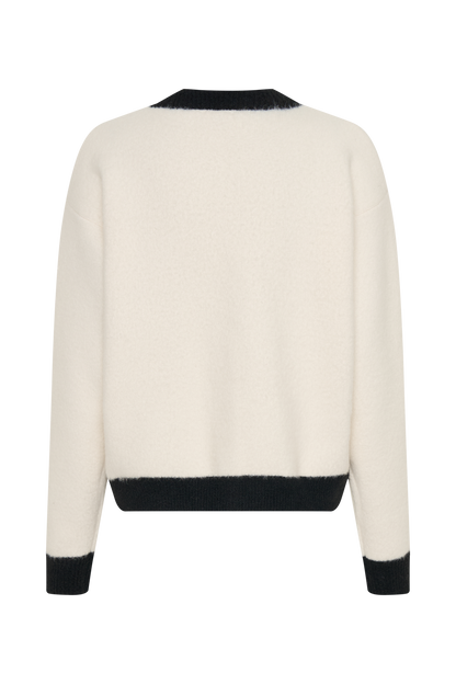 ROF Evangeline Oversize Triko Hırka - Siyah/Beyaz