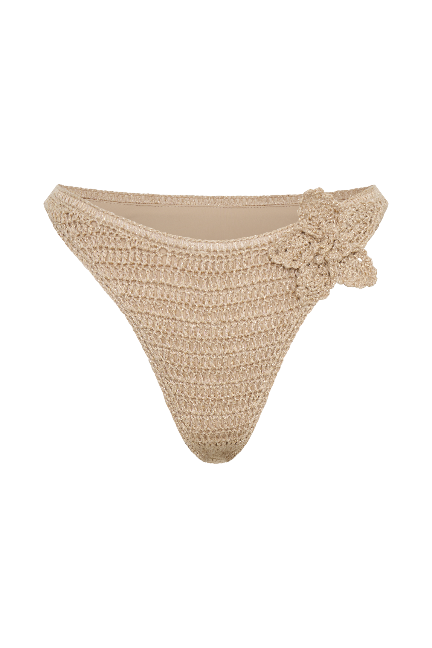 ROF Skye Çiçekli Tığ Bağlamalı Bikini Altı - Altın