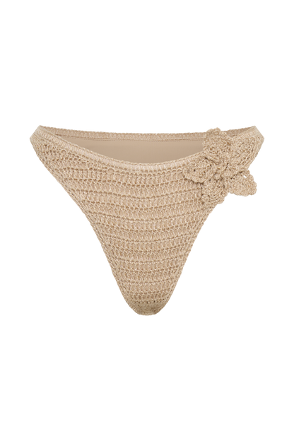 ROF Skye Çiçekli Tığ Bağlamalı Bikini Altı - Altın