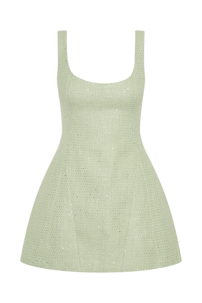 ROF Beth Tüvit Mini Elbise - Pastel Yeşil