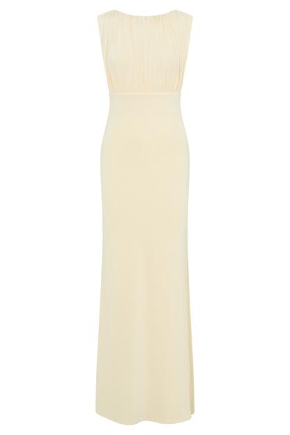 ROF Malia Slinky Dantelli Maxi Elbise - Fildişi