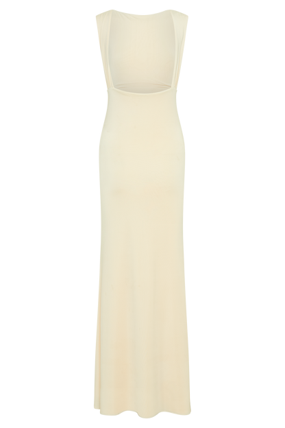 ROF Malia Slinky Dantelli Maxi Elbise - Fildişi