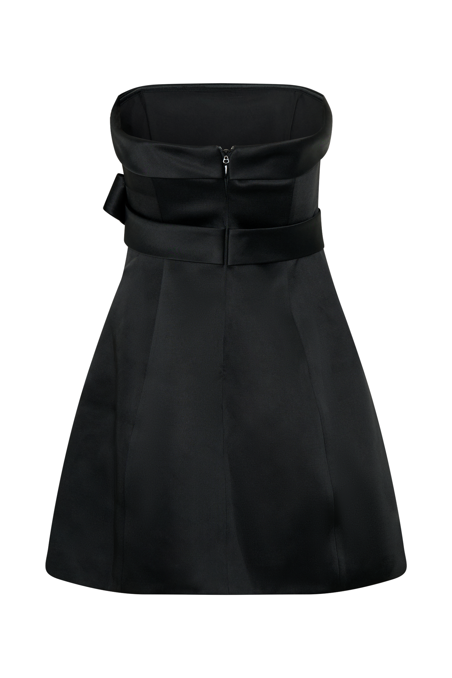ROF Tatiana Saten Straplez Fiyonklu Mini Elbise - Siyah
