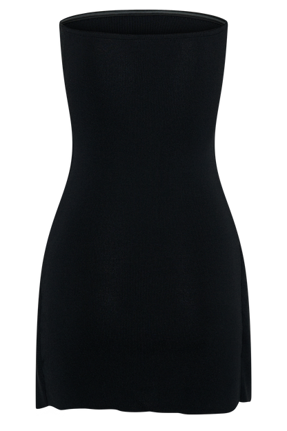 ROF Rian Straplez Triko Mini Elbise - Siyah