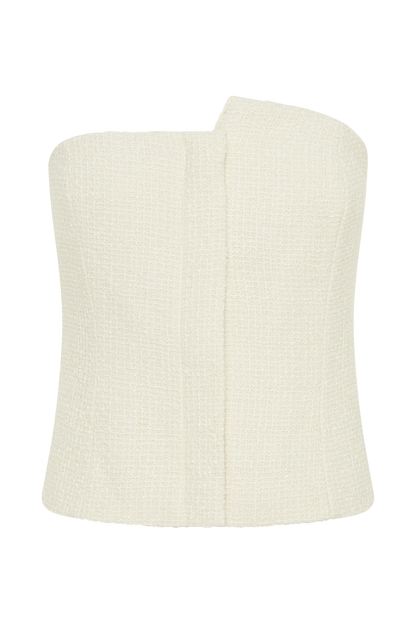ROF Parker Boucle Straplez Asimetrik Üst - Fildişi